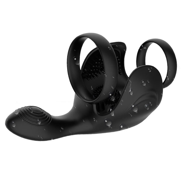 Vibrating Dual Penis Ring with Taint Teaser