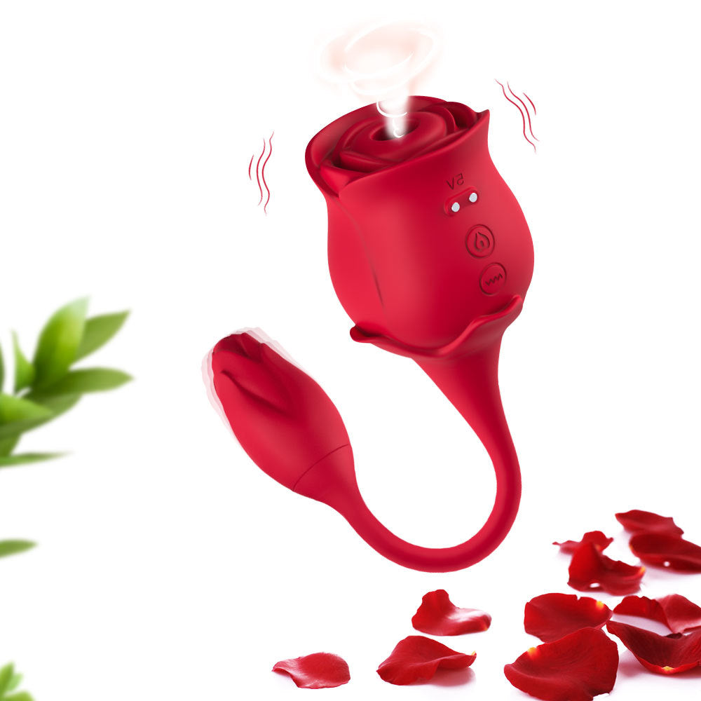 2-in-1 Deeppink Clit Sucker With Bud Vibrator