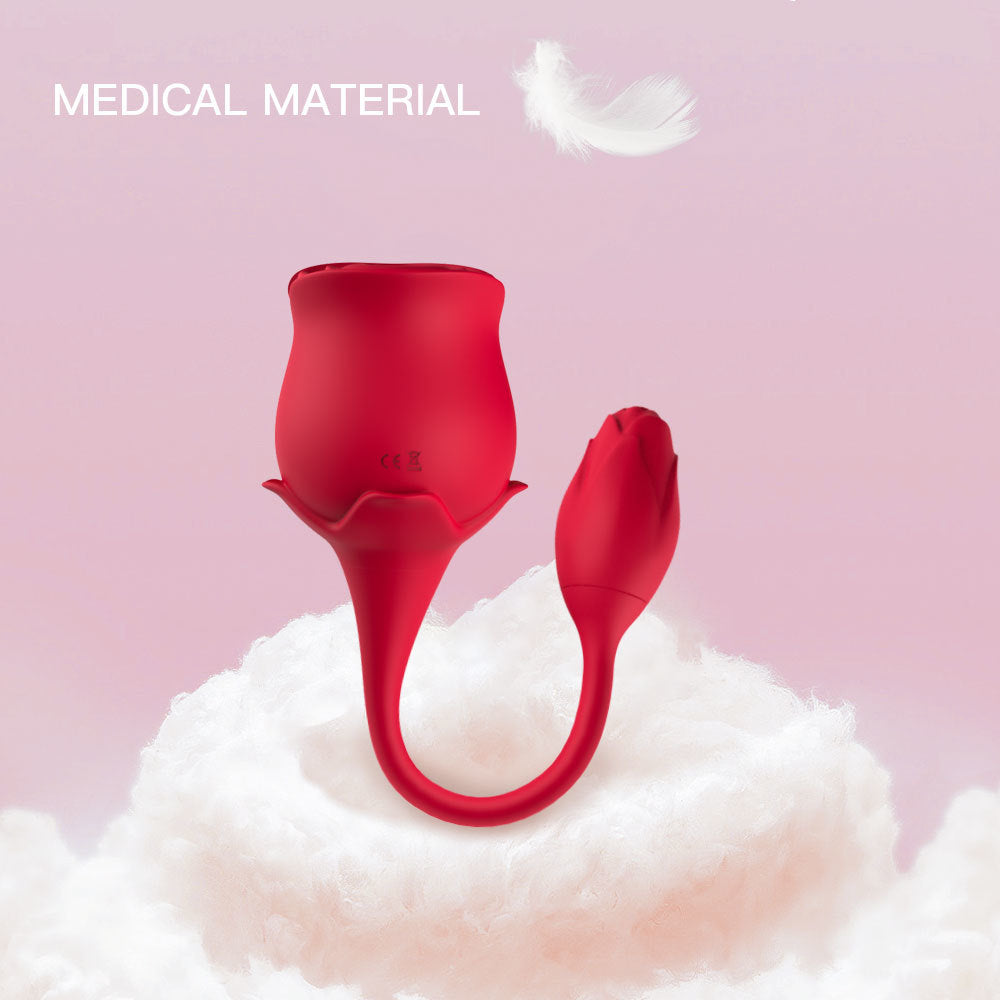 2-in-1 Deeppink Clit Sucker With Bud Vibrator