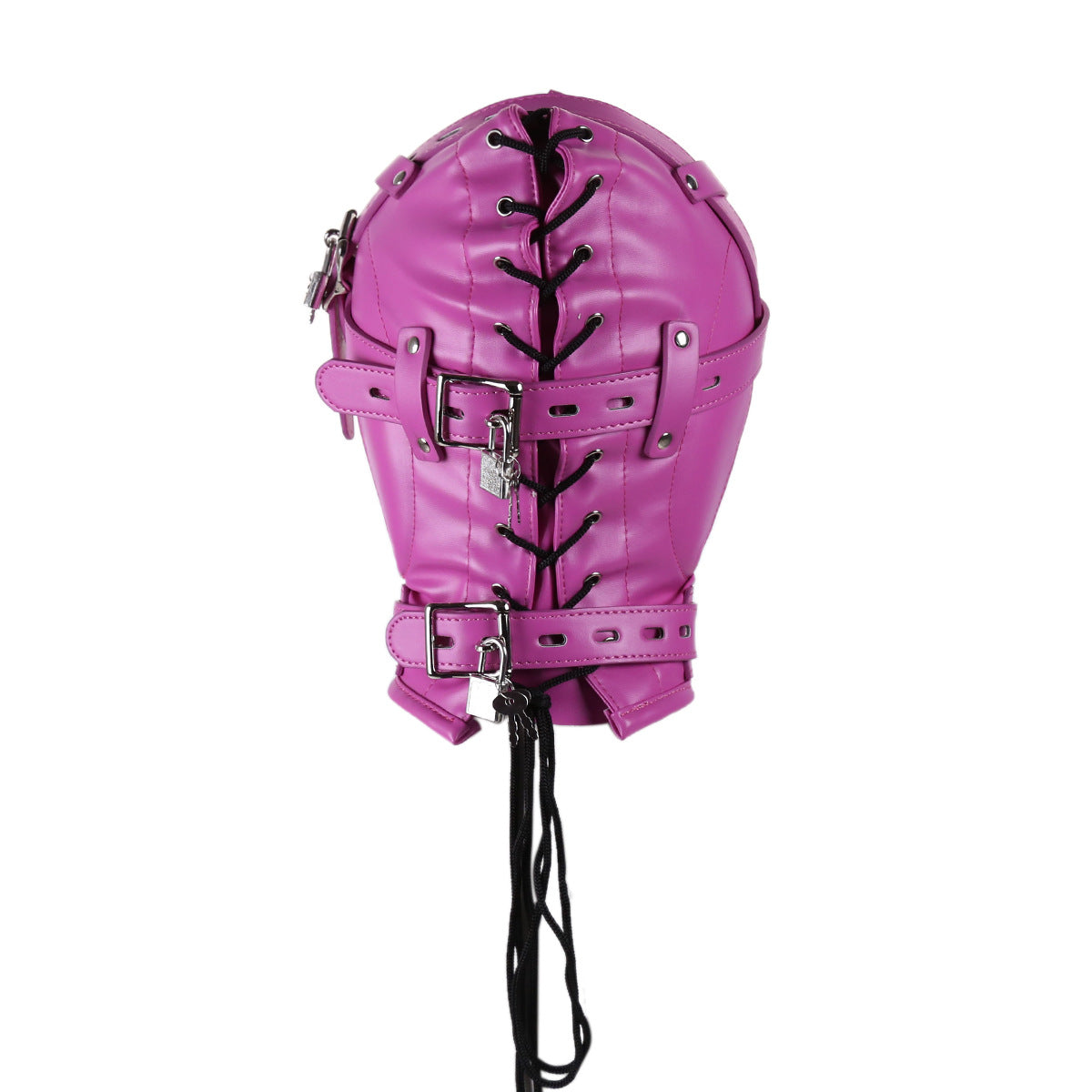 Sensory Deprivation Hood with Open Mouth Gag - Rose