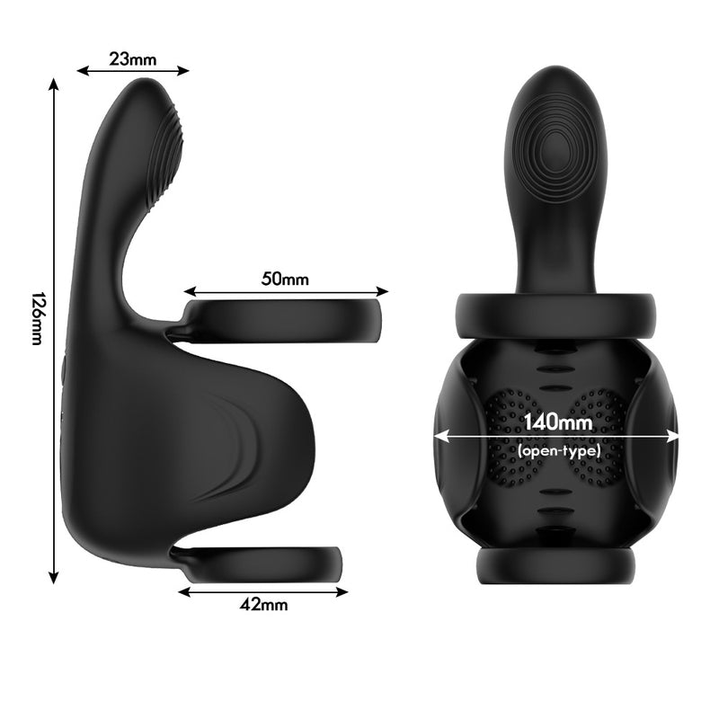 Vibrating Dual Penis Ring with Taint Teaser